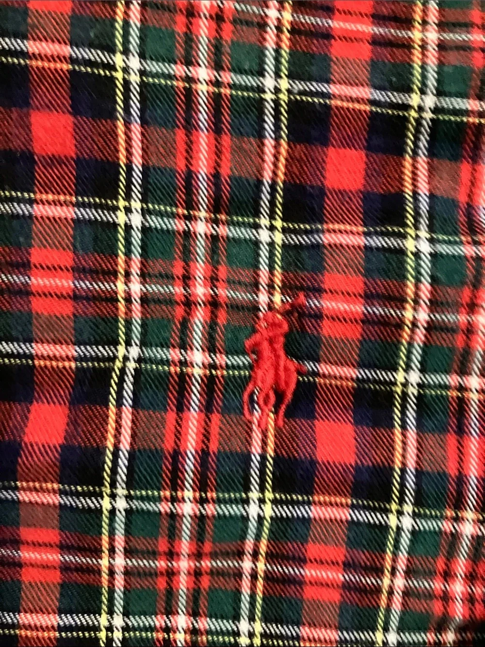 Ralph Lauren Boys Red & Black Plaid Button-Down Shirt with Red Pony Sz 16/18 GUC